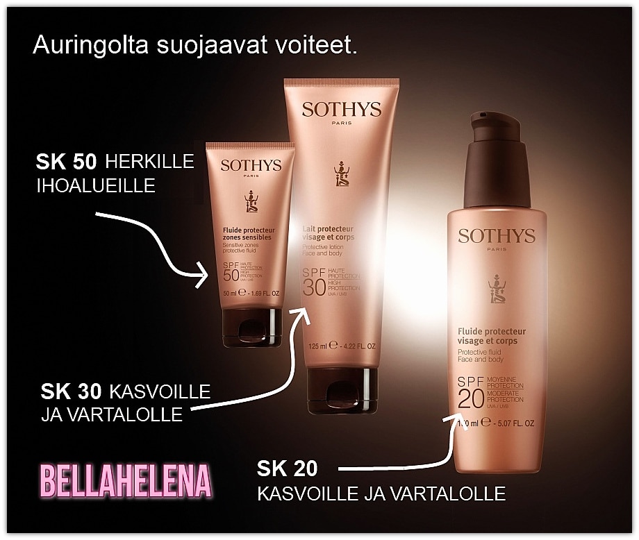 Sothys Aurinkotuotteet Kauneushoitola BellaHelena Oulu Sothys Sun Protetction Helena & Paris Oy Helena ja Markku Tauriainen Suomi 100 Finland